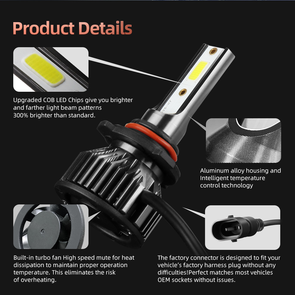4Pcs LED 9005 Car Headlight 13 - Headlight Aiming Tool recension och pris